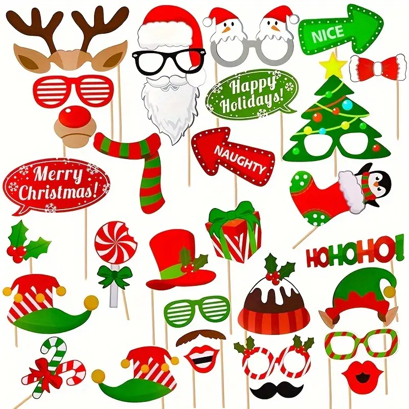 5067233c-5766-46cd-b690-81f0647ac212.webp 32 styk Julerekvisitter av Papp på Pinne - Christmas Xmas - Bilde 1