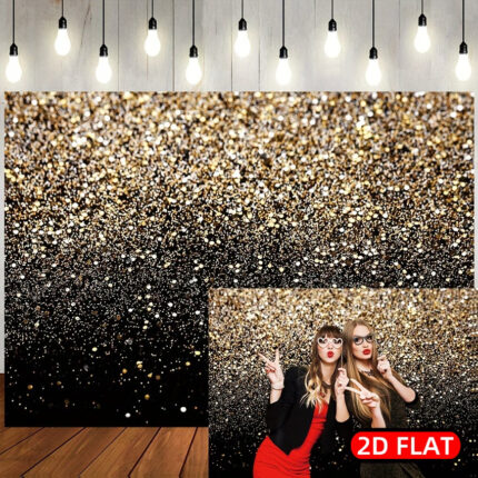 Svart og gull glittereffekt - fotobakgrunn 230x180